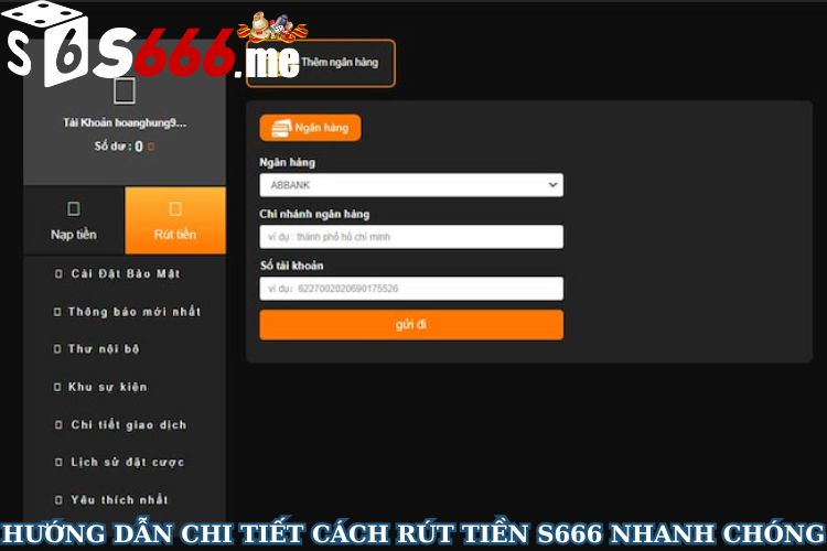 Hướng dẫn chi tiết cách rút tiền S666 nhanh chóng